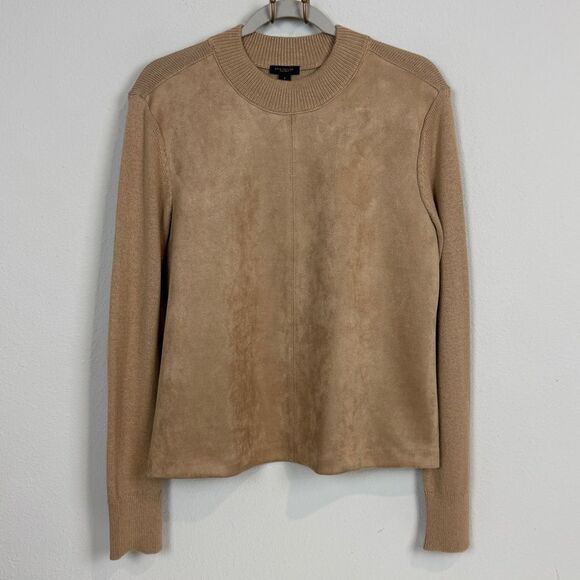 Ann Taylor Factory Sueded Front Tan Sweater S - Picture 1 of 7
